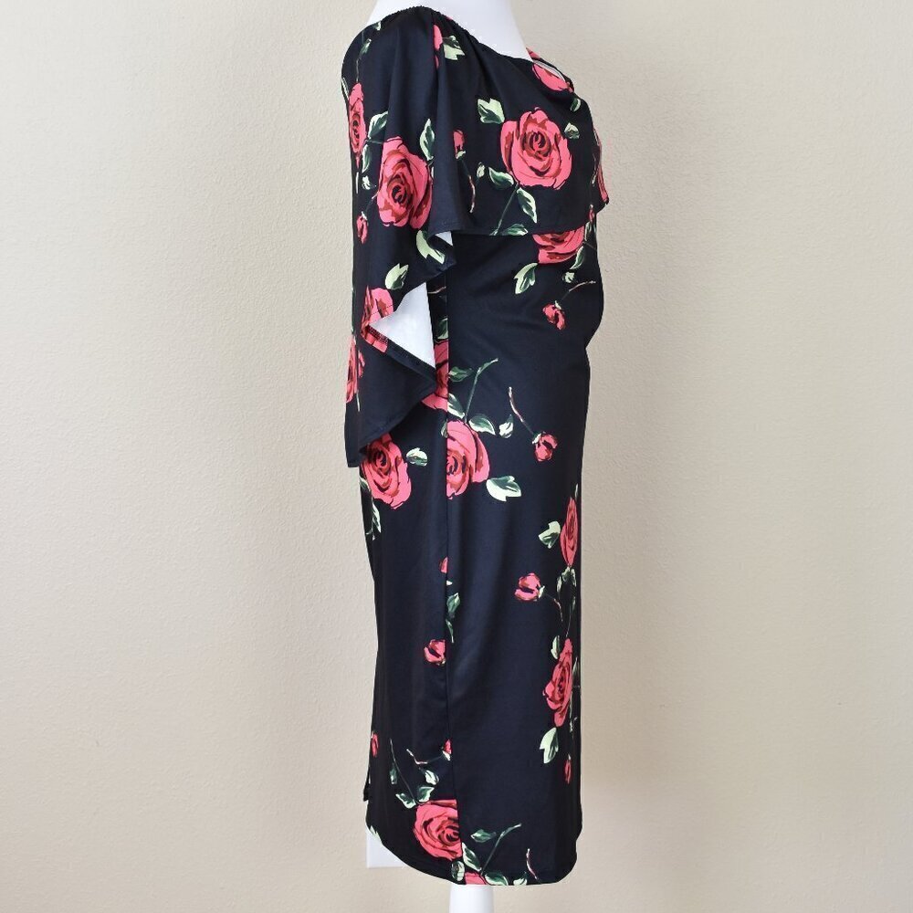 Grace Karin Off Shoulder Floral Cape Sheath Dress NEW - M - Picture 8 of 10